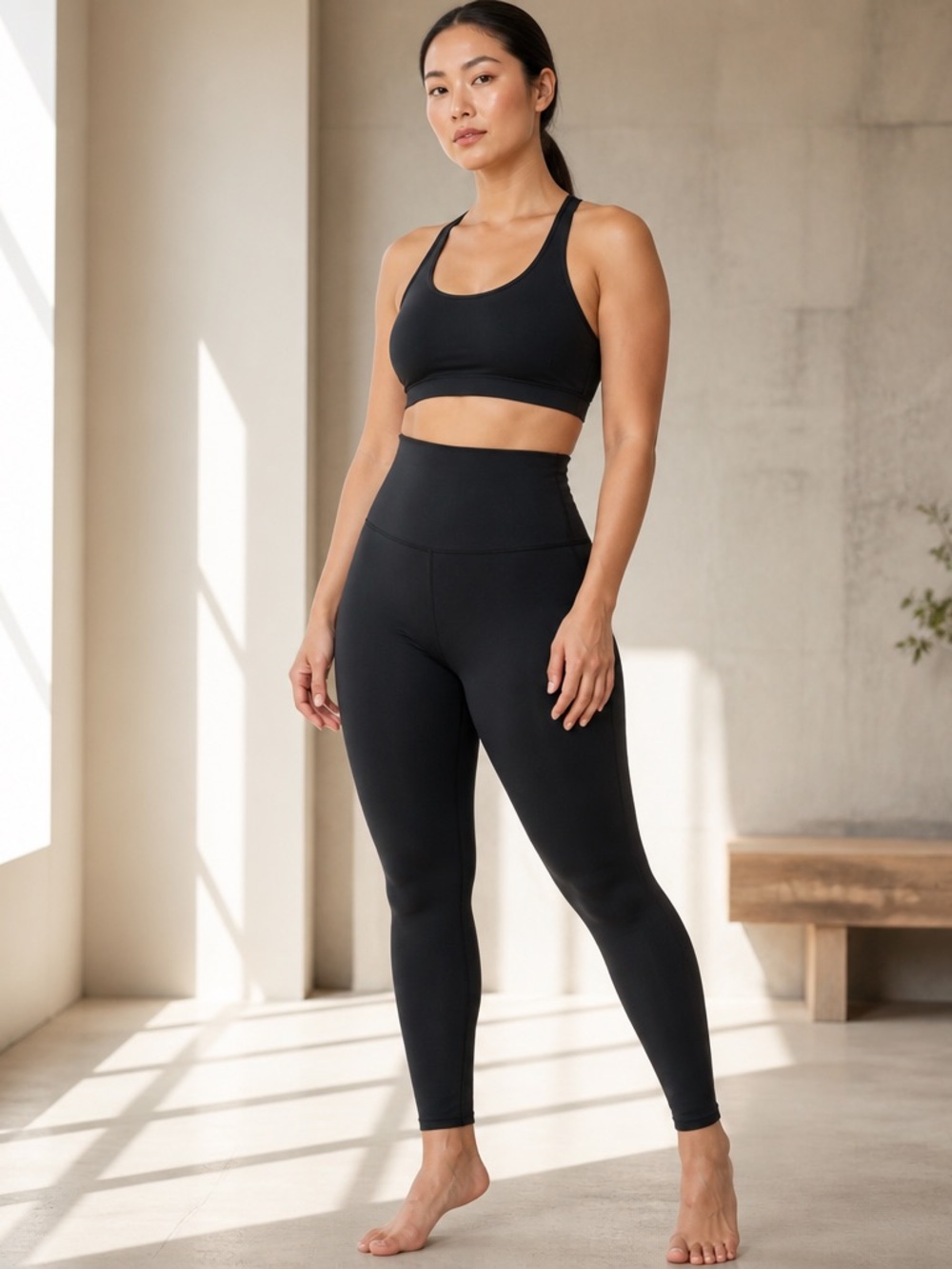 Nordstrom High Rise Black Solid Ankle Leggings Yoga Athleisure Stretch XL